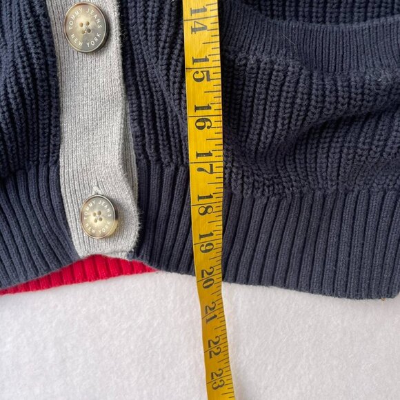 Tommy Hilfiger Colorblock Navy Red Gray Sweater Cardigan Size L Preppy Winter - Picture 6 of 7